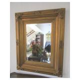 Large Gold Framed Beveled Mirror