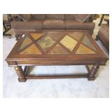 Multi Colored Inlayed Slate Top Coffee Table