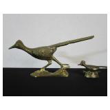 2 Brass Roadrunner Figurines 6" x 13"