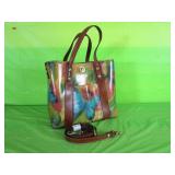 Patricia Nash Leather Tote Bag- Colorful Butterfly