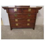 Century Burl Wood High Boy w/ 5 Drawers and
