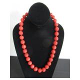 25" Carved Cinnabar Bead Necklace