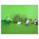 9 Pc Animal Figurines - Elephants, Fish,