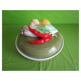 Green Striped Majolica - Style Soup Tureen