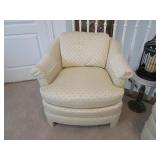 Upholstered Club Arm Chair - Cream Colored Fabric