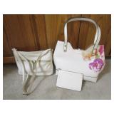2 White Hand Bags- Fossil & Calvin Klein
