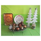 6 Pcs - Vintage Red & Bronze decorative orb with