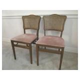 2 Cane Back Folding Chairs 33" x 16" x 21"