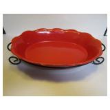 Red Stoneware Baking Dish w/ Stand