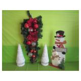 4 Pcs - Door Wreath & White Tree & More