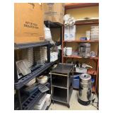 coffee pots, food containers, supplies, misc.