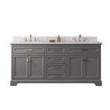 Carrara White Engineered Stone Top Double Vanity