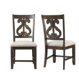 Set of 4 Dining Side Chairs Wooden Scroll Back