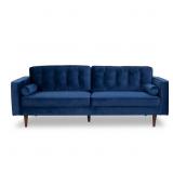 Kirby 3-Seater Sofa in Dark Blue Velvet, Adela Arm