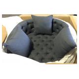 Armour Gray Linen Trunk w/ 360 Swivel Arm Chair