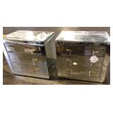 Pair Mirrored, 3-Drawer Dresser Cabinets, damage