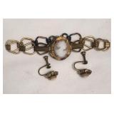 Earring & Bracelet Cameo Set
