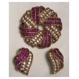 Weiss Signed Brooch & Matching Earrings