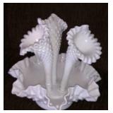 Fenton Milkglass Fluted Hobnail Epergne
