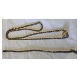 Signed 925 Bracelet & Necklace, Gold Tone