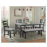 Alcott Hill 6-Pc Dining Set, Table, 4 Chairs Bench