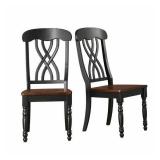(2) 2-Tone Antique Black/Warm Cherry Finish Chairs
