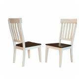 Set of 2 Tamiami Slatback Solid Wood Chairs, Chalk