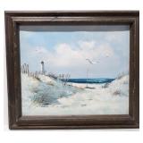 Sea Side Landscape signed oil on canvas