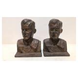 Vintage Lindbergh signed cast iron bookends