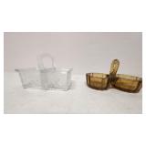 2 vintage Table top salt & pepper holders  glass