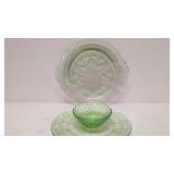 3 pcs. Vintage Uranium princess pattern glass