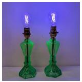 2 Vintage Uranium glass lamps