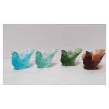 4 Vintage Dugenhart Glass Bird Salt Cellars