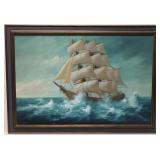 Vintage Ship painting on canvas