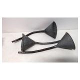 3 Vintage Galvanized Transmission fluid funnels