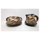 Vintage Roseville Zephyr Lily Sugar & Creamer
