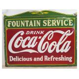 Porcelain Drink Coca Cola Fountain Service sign