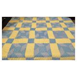 Vintage Blue & Yellow hand made quilt