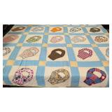 Vintage Appliqued basket hand made quilt