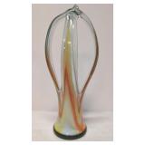 Vintage yellow & Orange Swirl art glass vase