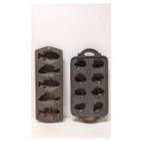 2 vintage cast iron bread muffin pans