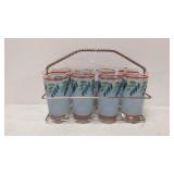 Mid Century set of 8 Libby glasses with carrier