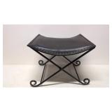 Rare Vintage leather & wrought Iron folding stool