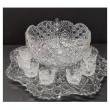 15 pc. L. E. Smith Daisy & Button Punch Bowl set