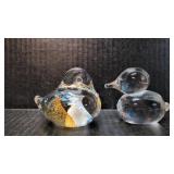 2 Glass Duck Paper Weights