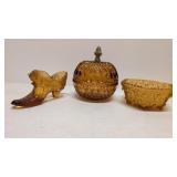 3 pieces of Indian Amber Glass