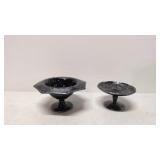 (2) Rockwell Footed black Amethyst  dishes