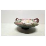 Vintage Roseville double handled white rose vase