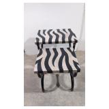 Two stacking Zebra tables