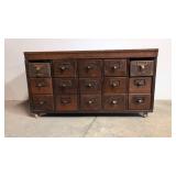 Antique oak card file - 15 drawers